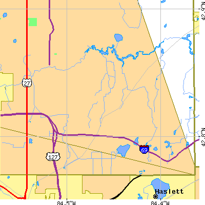 Zip code 48808 close-up map