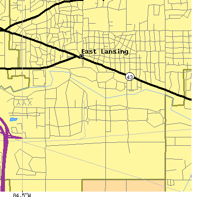 Zip code 48824 close-up map