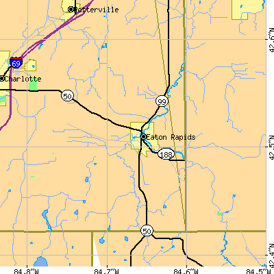 Zip code 48827 close-up map