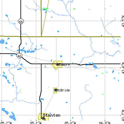 Zip code 48829 close-up map
