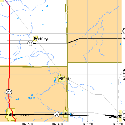 Zip code 48831 close-up map