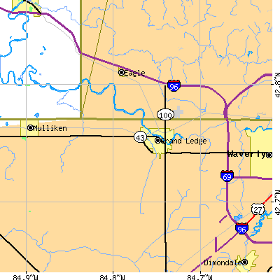 Zip code 48837 close-up map