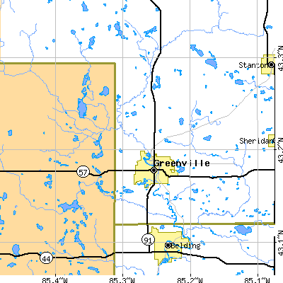 Zip code 48838 close-up map