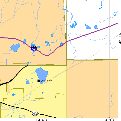 Zip code 48840 close-up map