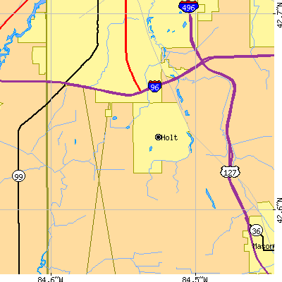 Zip code 48842 close-up map