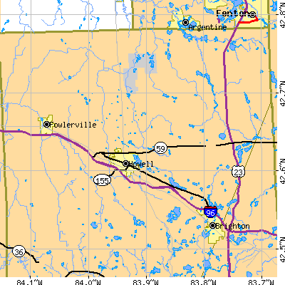 Zip code 48843 close-up map