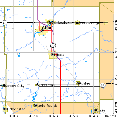 Zip code 48847 close-up map