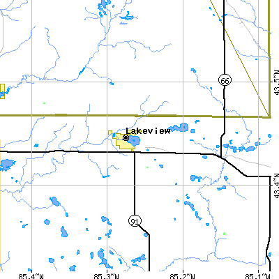 Zip code 48850 close-up map