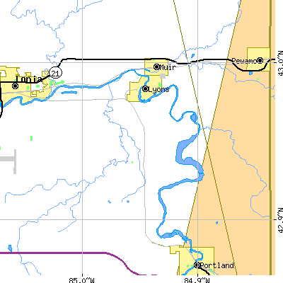 Zip code 48851 close-up map