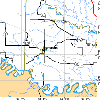 Zip code 71836 close-up map