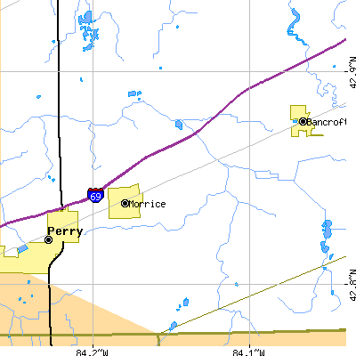 Zip code 48857 close-up map