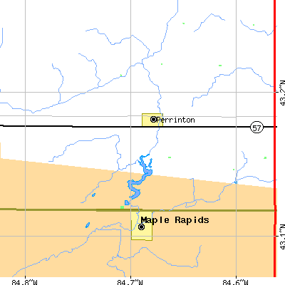 Zip code 48871 close-up map