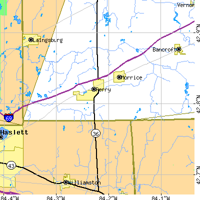 Zip code 48872 close-up map