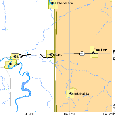 Zip code 48873 close-up map