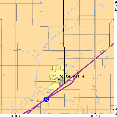 Zip code 48876 close-up map