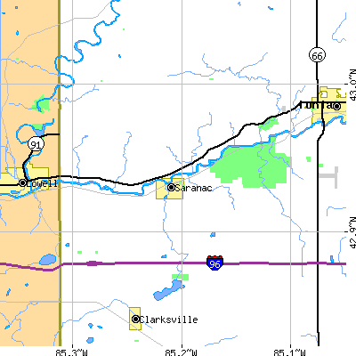 Zip code 48881 close-up map