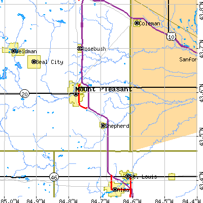 Zip code 48883 close-up map