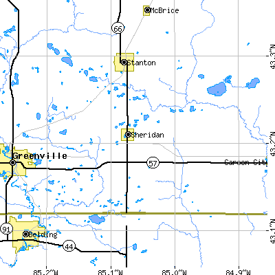 Zip code 48884 close-up map