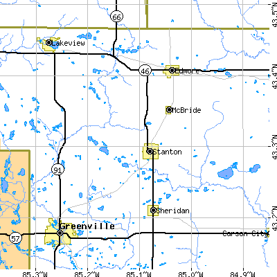 Zip code 48888 close-up map
