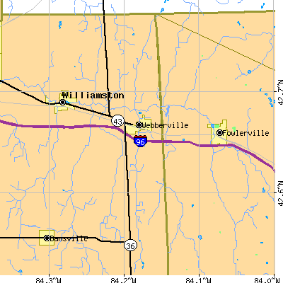 Zip code 48892 close-up map