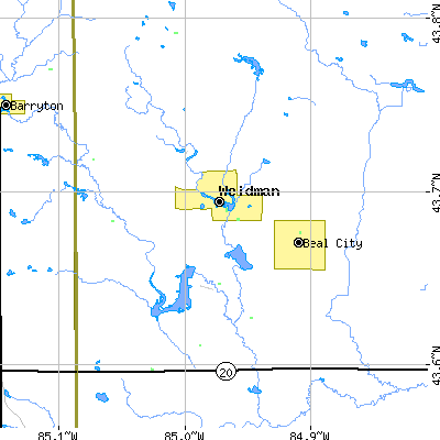 Zip code 48893 close-up map