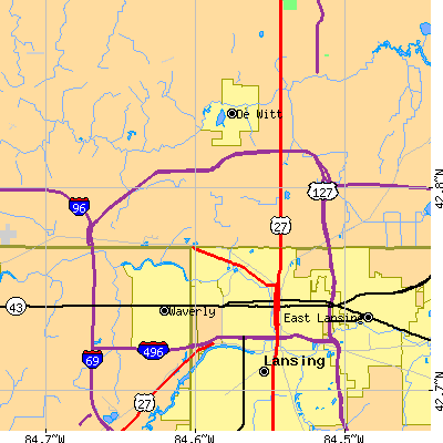 Zip code 48906 close-up map
