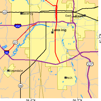 Zip code 48911 close-up map