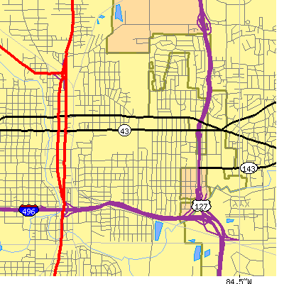 Zip code 48912 close-up map