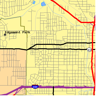 Zip code 48915 close-up map