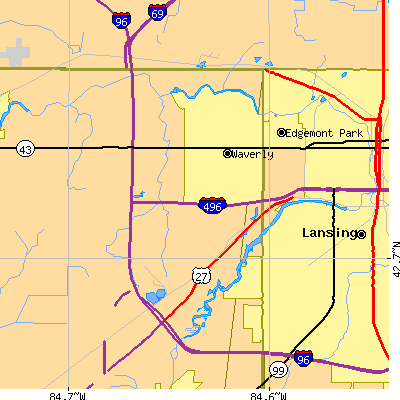 Zip code 48917 close-up map