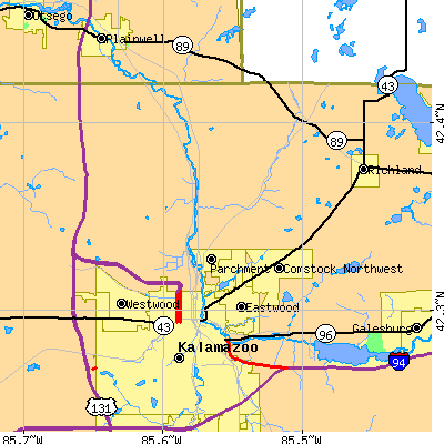 Zip code 49004 close-up map