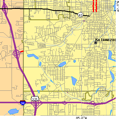 Zip code 49008 close-up map