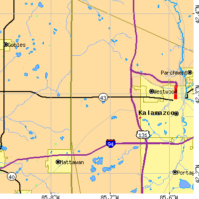 Zip code 49009 close-up map