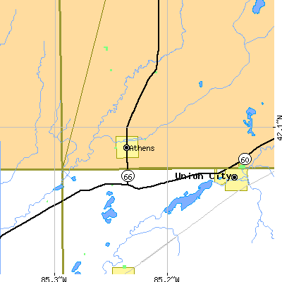 Zip code 49011 close-up map