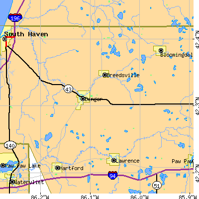 Zip code 49013 close-up map