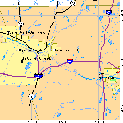 Zip code 49014 close-up map