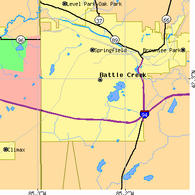 Zip code 49015 close-up map