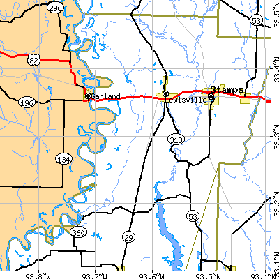 Zip code 71845 close-up map