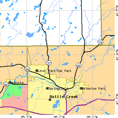 Zip code 49017 close-up map