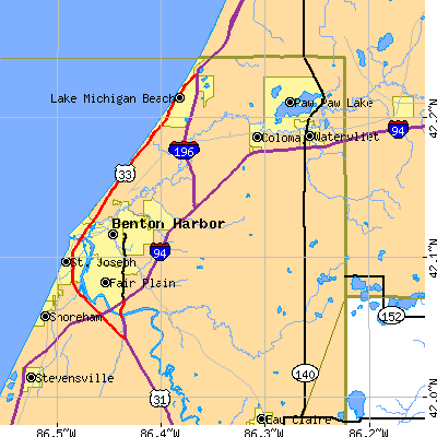 Zip code 49022 close-up map