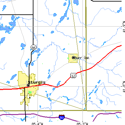 Zip code 49030 close-up map