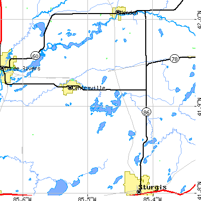 Zip code 49032 close-up map