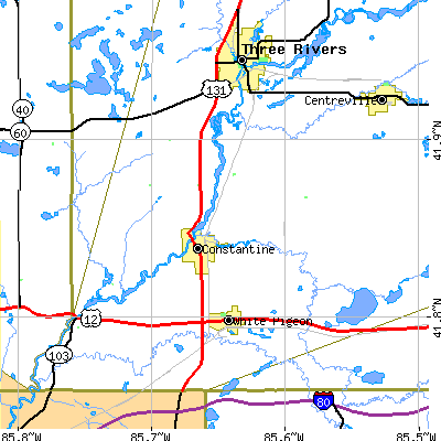 Zip code 49042 close-up map