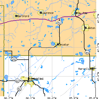 Zip code 49045 close-up map