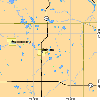 Zip code 49055 close-up map
