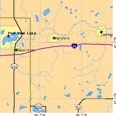 Zip code 49057 close-up map