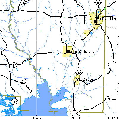 Zip code 71851 close-up map