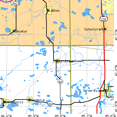 Zip code 49067 close-up map
