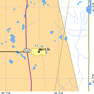Zip code 49070 close-up map