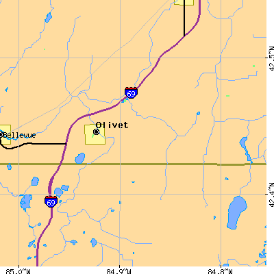Zip code 49076 close-up map